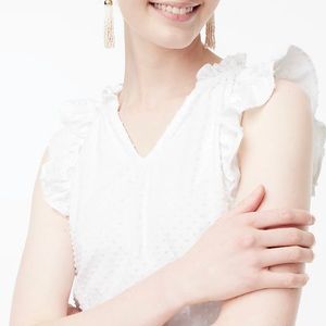 NWT J.CREW Ruffle-Sleeve Clip Dot-Top